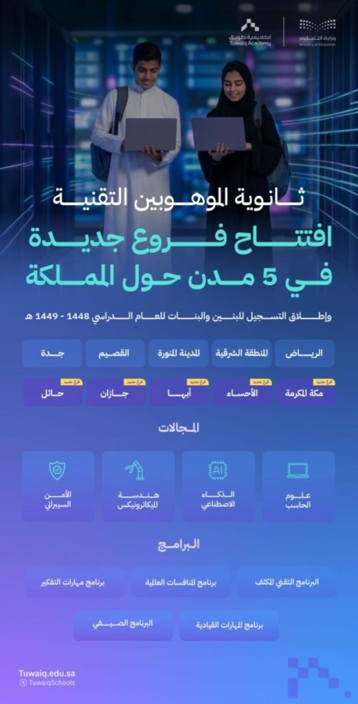 ثانوية الموهوبين التقنية تفتتح فروعها الجديدة في 5 مدن