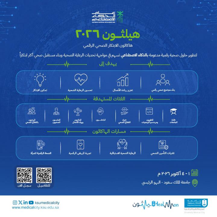 جامعة الملك سعود تقيم “هيلثون 2026” لتعزيز الابتكار في الصحة
