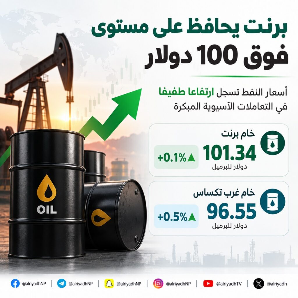 برنت يحافظ على مكاسبه فوق 100 دولار للبرميل
