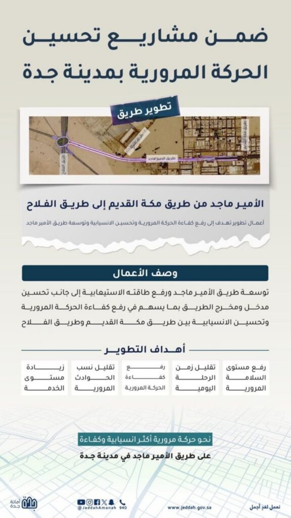 جدة.. تطوير طريق الأمير ماجد بـ 8 مسارات بين طريقي مكة القديم والفلاح
